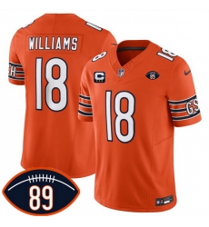 Men Chicago Bears  18 Caleb Williams Orange 2026 With Mike Ditka 89 Patch And With 3 star C Patch Vapor Untouchable Limited Stitched Football Jersey