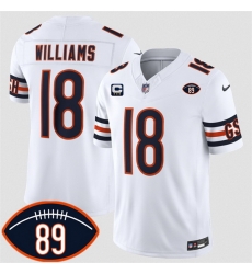 Men Chicago Bears  18 Caleb Williams White 2026 With Mike Ditka 89 Patch And 3 star C Patch Vapor Untouchable Limited Stitched Football Jersey