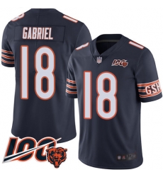 Men Chicago Bears 18 Taylor Gabriel Navy Blue Team Color 100th Season Limited Football Jersey