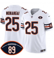 Men Chicago Bears  25 Kyle Monangai White 2026 F U S E  With Mike Ditka 89 Patch Vapor Untouchable Limited Stitched Football Jersey