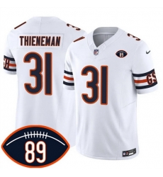 Men Chicago Bears  31 Dillon Thieneman White 2026 F U S E  With Mike Ditka 89 Patch Vapor Untouchable Limited Stitched Football Jersey
