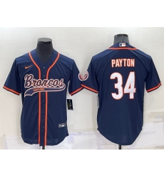 Men Chicago Bears 34 Walter Payton Navy Cool Base Stitched Baseball Jersey