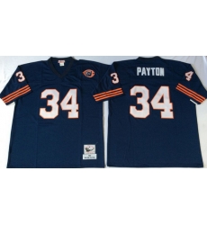 Men Chicago Bears 34 Walter Payton Navy M&N Throwback Jersey