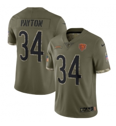 Men Chicago Bears 34 Walter Payton Olive 2022 Salute To Service Limited Stitched Jersey