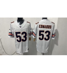 Men Chicago Bears  53 T J  Edwards White 2026 F U S E  Vapor Untouchable Limited Stitched Football Jersey