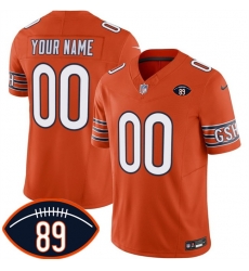Men Chicago Bears Active Player Custom Orange 2026 With Mike Ditka 89 Patch F U S E  With VMH Patch Vapor Untouchable Limited Stitched Football Jersey