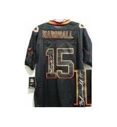 Nike Chicago Bears 15 Brandon Marshall Black Elite Light Out Signed NFL Jersey