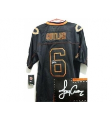 Nike Chicago Bears 6 Jay Cutler Black Elite Light Out Signed NFL Jersey