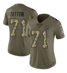 Nike Bears #71 Josh Sitton Olive Camo Womens Stitched NFL Limited 2017 Salute to Service Jersey