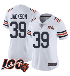 Women Chicago Bears 39 Eddie Jackson White 100th Season Limited Football Jersey