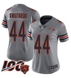 Women Chicago Bears 44 Nick Kwiatkoski Limited Silver Inverted Legend 100th Season Football Jersey