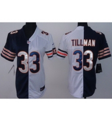 Women Nike Chicago Bears 33 Charles Tillman Blue White Split NFL Jerseys