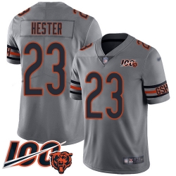 Youth Chicago Bears 23 Devin Hester Limited Silver Inverted Legend 100th Season Football Jersey