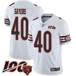 Youth Chicago Bears 40 Gale Sayers White Vapor Untouchable Limited Player 100th Season Football Jersey