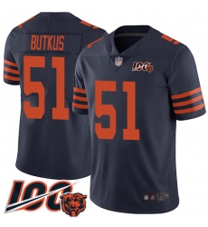 Youth Chicago Bears 51 Dick Butkus Limited Navy Blue Rush Vapor Untouchable 100th Season Football Jersey