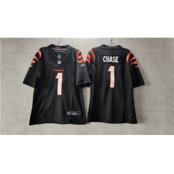 Men Cincinnati Bengals 1 Ja 27Marr Chase Black 2023 F U S E  Vapor Untouchable Limited Stitched Jersey