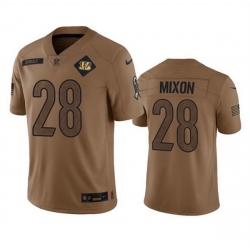 Men Cincinnati Bengals 28 Joe Mixon 2023 Brown Salute To Service Limited Stitched Jersey