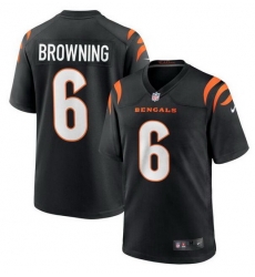 Men Cincinnati Bengals 6 Jake Browning Black Stitched Game Jersey