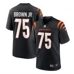 Men Cincinnati Bengals 75 Orlando Brown Jr Black Stitched Game Jersey