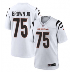 Men Cincinnati Bengals 75 Orlando Brown Jr White Stitched Game Jersey