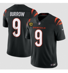 Men Cincinnati Bengals  9 Joe Burrow Black 2026 F U S E  4 Star C Patch Vapor Untouchable Limited Stitched Football Jersey