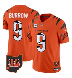 Men Cincinnati Bengals 9 Joe Burrow Orange F U S E  With 4 Star C Patch Special Vapor Untouchable Limited Stitched Football Jersey