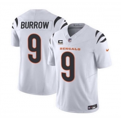 Men Cincinnati Bengals 9 Joe Burrow White 2023 F U S E  With 4 Star C Patch Vapor Untouchable Limited Stitched Jersey