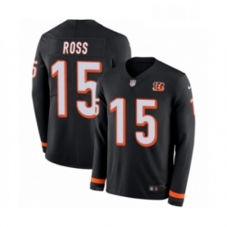 Mens Nike Cincinnati Bengals 15 John Ross Limited Black Therma Long Sleeve NFL Jersey