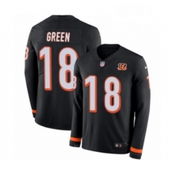 Mens Nike Cincinnati Bengals 18 AJ Green Limited Black Therma Long Sleeve NFL Jersey