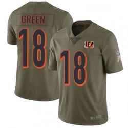 Mens Nike Cincinnati Bengals 18 AJ Green Limited Olive 2017 Salute to Service NFL Jersey