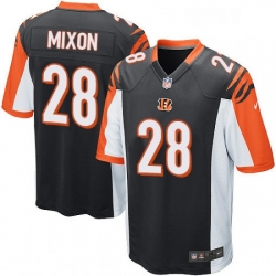 Mens Nike Cincinnati Bengals 28 Joe Mixon Game Black Team Color NFL Jersey