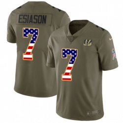 Mens Nike Cincinnati Bengals 7 Boomer Esiason Limited OliveUSA Flag 2017 Salute to Service NFL Jersey