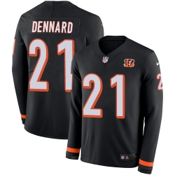 Nike Bengals #21 Darqueze Dennard Black Team Color Men Stitched NFL Limited Therma Long Sleeve Jersey