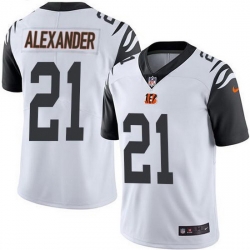 Nike Bengals 21 Mackensie Alexander White Men Stitched NFL Limited Rush Jersey