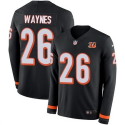 Nike Bengals 26 Trae Waynes Black Team Color Men Stitched NFL Limited Therma Long Sleeve Jersey