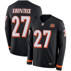 Nike Bengals #27 Dre Kirkpatrick Black Team Color Men Stitched NFL Limited Therma Long Sleeve Jersey