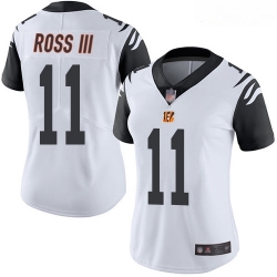 Bengals #11 John Ross III White Women Stitched Football Limited Rush Jersey