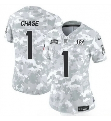 Women Cincinnati Bengals 1 Ja 27Marr Chase 2024 F U S E Arctic Camo Salute To Service Limited Stitched Football Jersey