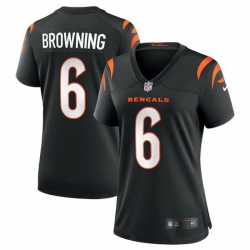 Women Cincinnati Bengals 6 Jake Browning Black Stitched Football Jersey 28Run Small 29