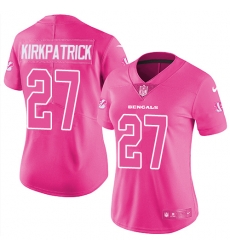 Womens Nike Bengals #27 Dre Kirkpatrick Pink  Stitched NFL Limited Rush Fashion Jersey