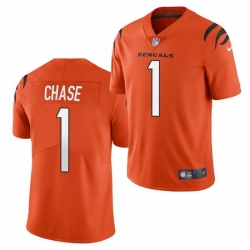 Youth Cincinnati Bengals 1 Ja 27Marr Chase Orange Vapor Untouchable Limited Stitched Jersey 