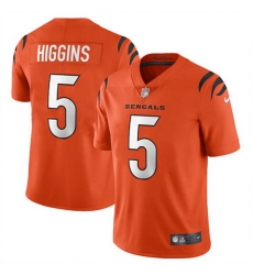 Youth Cincinnati Bengals 5 Tee Higgins Orange Vapor Untouchable Limited Stitched Jersey