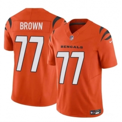 Youth Cincinnati Bengals 77 Trent Brown Orange 2024 F U S E  Vapor Untouchable Limited Stitched Jersey