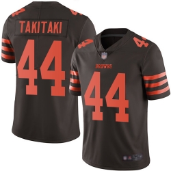 Browns 44 Sione Takitaki Brown Men Stitched Football Limited Rush Jersey