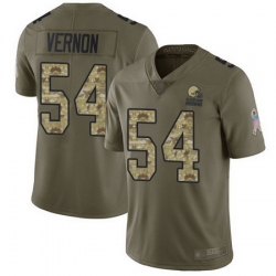 Browns #54 Olivier Vernon Olive Camo Men Stitched Football Limited 2017 Salute To Service Jersey