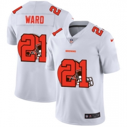 Cleveland Browns 21 Denzel Ward White Men Nike Team Logo Dual Overlap Limited NFL Jersey