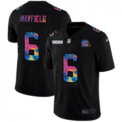 Cleveland Browns 6 Baker Mayfield Men Nike Multi Color Black 2020 NFL Crucial Catch Vapor Untouchable Limited Jersey