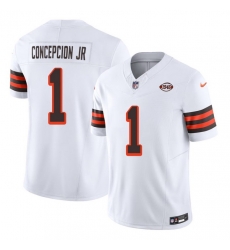 Men Cleveland Browns  1 KC Concepcion Jr White 2026 1946 Collection F U S E  Vapor Limited Stitched Football Jersey