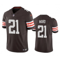 Men Cleveland Browns 21 Denzel Ward Brown 2023 F.U.S.E. Vapor Untouchable Limited Stitched Jersey