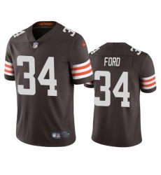 Men Cleveland Browns 34 Jerome Ford Brown Vapor Stitched Game Jersey